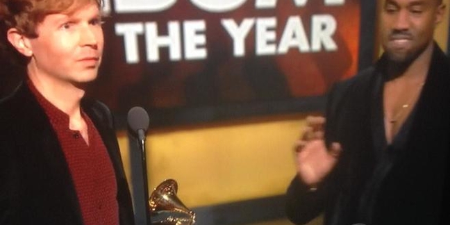 Beck Wins Album of the Year Grammy, Kanye Runs on Stage