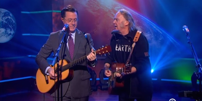 Neil Young Chats and Duets With Stephen Colbert, Beefs With David Crosby on "Howard Stern"