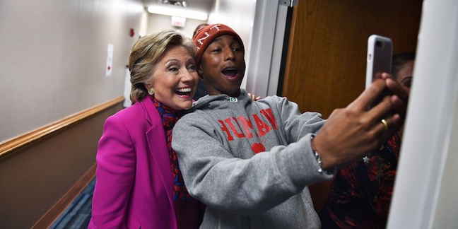 Watch Pharrell Introduce Bernie Sanders at Hillary Clinton Rally