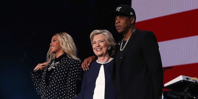 Watch Jay Z and Beyoncé Introduce Hillary Clinton, Who Recites Jay Z Lyrics