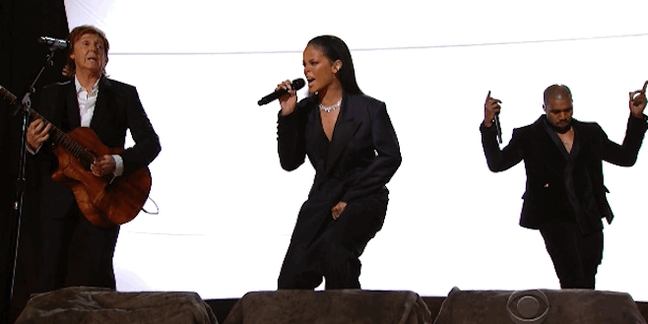 Kanye West Performs "Only One", "FourFiveSeconds" With Rihanna and Paul McCartney on the Grammys