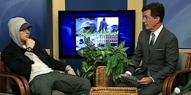 Stephen Colbert Interviews Eminem on Michigan Public Access TV Show